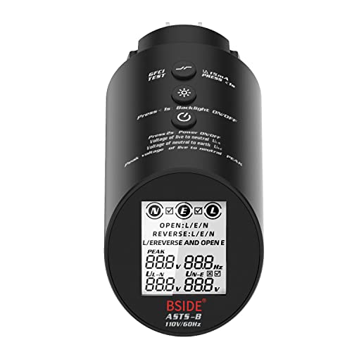 BSIDE ASTS Circuit Analyzer, Professional Wiring Status Tester, Line Voltage Distribution Checker, Large LCD Circuit Fault Locator GFCI Leakage Socket Tester