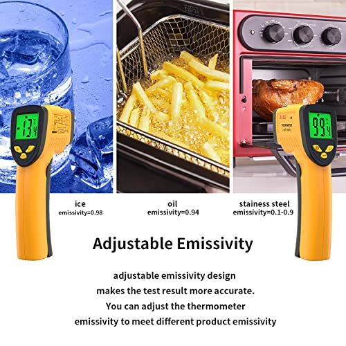 BSIDE Infrared Thermometer Non-Contact Digital Laser Temperature Gun Adjustable Emissivity for Cooking Grill Food Kitchen Automotive
