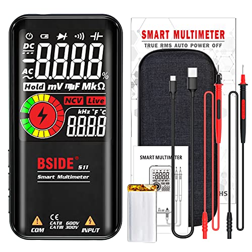 BSIDE Digital Multimeter Color LCD 3 Results Display 9999 Counts Auto-Ranging Voltmeter Capacitance Ohm Continuity Hz Diode Duty Cycle Live Check Voltage Tester