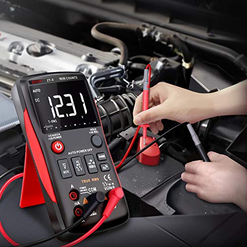 BSIDE EBTN LCD Multimeter 3-Line Display 9999 Counts Button Design True RMS Auto-Ranging Voltmeter Amp Volt Diode Temp Cap Tester with Alligator Clip