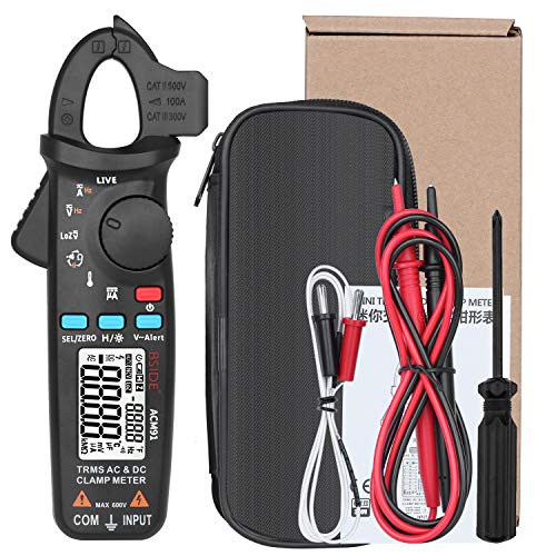 BSIDE DC Clamp Meter True RMS 6000 Counts Digital Multimeter Temperature Live Check Low Impedance Tester with Back Clip