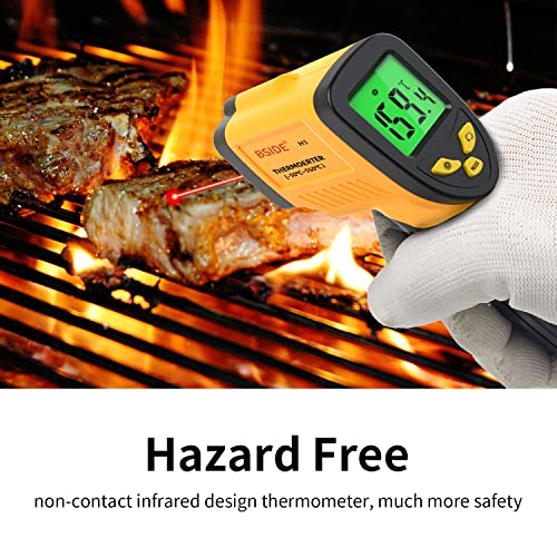 BSIDE Infrared Thermometer Non-Contact Digital Laser Temperature Gun Adjustable Emissivity for Cooking Grill Food Kitchen Automotive
