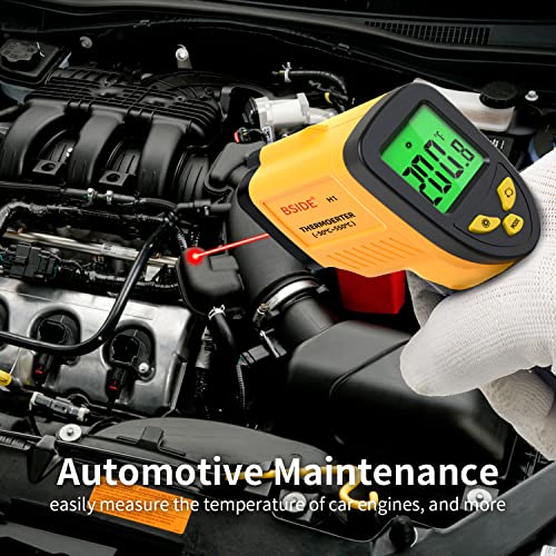 BSIDE Infrared Thermometer Non-Contact Digital Laser Temperature Gun Adjustable Emissivity for Cooking Grill Food Kitchen Automotive