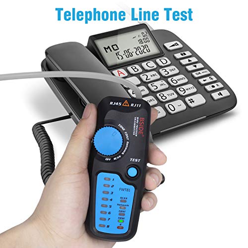 Bside Wire Tracker RJ45 RJ11 Network Cable Tester Telephone Line Tester LAN TV Line Finder Toner Network Cable Collation Continuity Checker with Flashlight