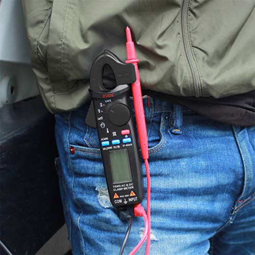 BSIDE ACM91 DC Clamp Meter True RMS 6000 Counts Digital Multimeter Temperature Live Check Low Impedance Tester with Back Clip