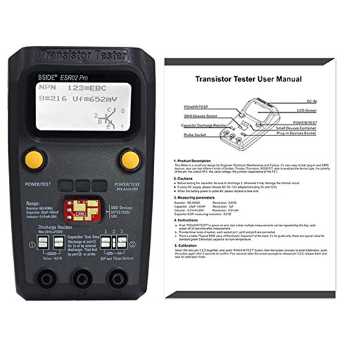 BSIDE ESR02 PRO Transistor Tester SMD Components Checker Mega328 NPN/PNP Diode Triode Capacitor Inductance ESR Meter
