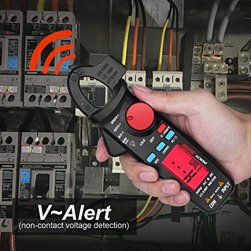 BSIDE DC Current Clamp Meter 6000 Counts Digital Ammeter Amp Voltage Frequency Resistance Live Check V-Alert Tester