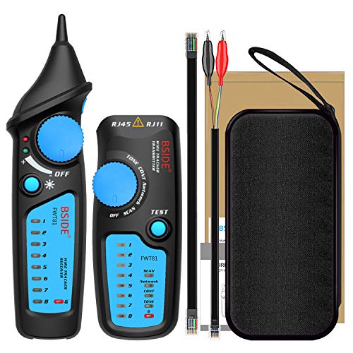 Bside Wire Tracker RJ45 RJ11 Network Cable Tester Telephone Line Tester LAN TV Line Finder Toner Network Cable Collation Continuity Checker with Flashlight