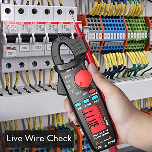 BSIDE ACM92 DC Current Clamp Meter 6000 Counts Digital Ammeter Amp Voltage Frequency Resistance Live Check V-Alert Tester