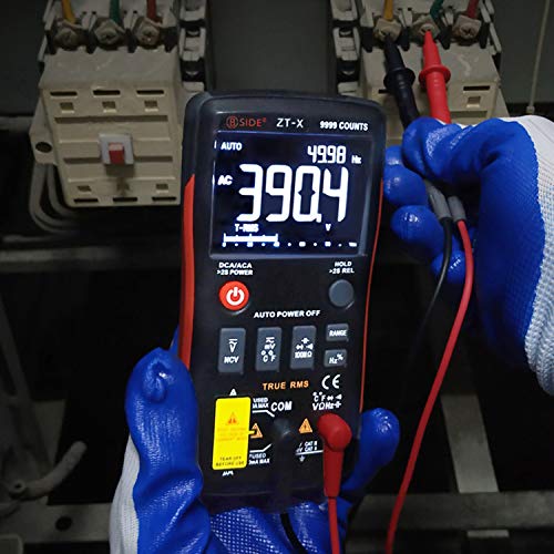 BSIDE EBTN LCD Multimeter 3-Line Display 9999 Counts Button Design True RMS Auto-Ranging Voltmeter Amp Volt Diode Temp Cap Tester with Alligator Clip