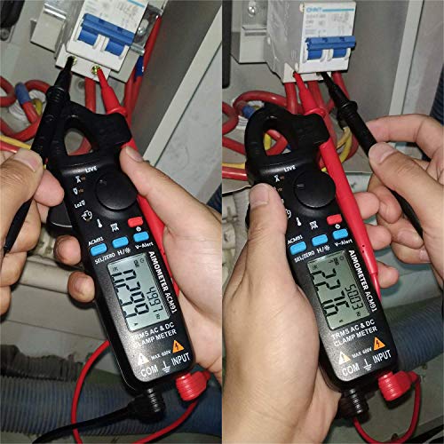 BSIDE DC Current Clamp Meter True RMS 6000 Counts Auto-Ranging Ammeter Volt Amp Hz Ohm Temp Cap Tester