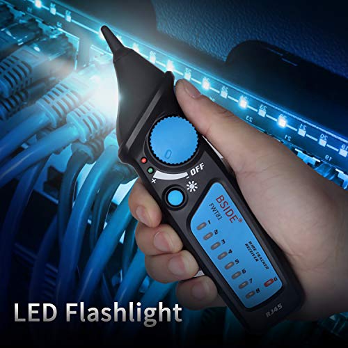Bside Wire Tracker RJ45 RJ11 Network Cable Tester Telephone Line Tester LAN TV Line Finder Toner Network Cable Collation Continuity Checker with Flashlight