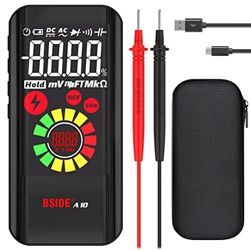 BSIDE Digital Multimeter Color LCD 3 Results Display 9999 Counts Auto-Ranging Voltmeter Capacitance Ohm Hz Diode Duty Cycle Live Check Voltage Tester