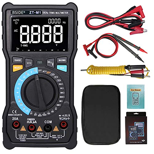 BSIDE Digital Multimeter 3-Line Display True RMS Auto-Ranging Voltmeter Temperature Capacitance AC/DC Voltage Current Tester