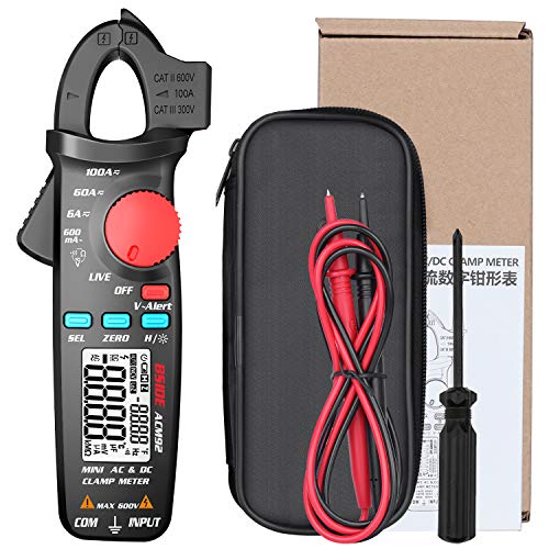 BSIDE DC Current Clamp Meter 6000 Counts Digital Ammeter Amp Voltage Frequency Resistance Live Check V-Alert Tester