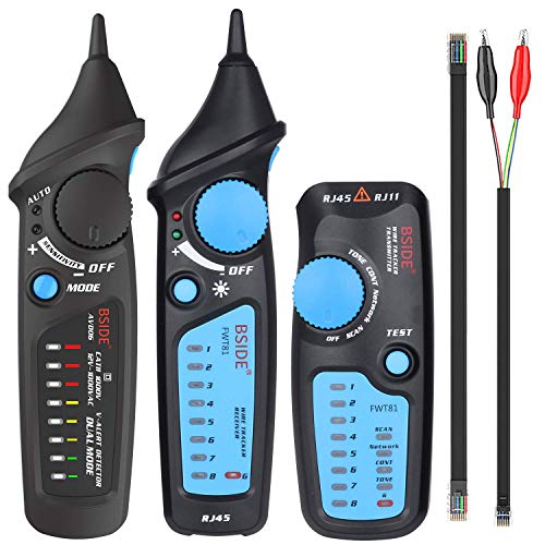 Bside Electric Tester Kit, Wire Tracker Network Cable Collation Telephone Line Tester with 12V-1000V Dual Mode Non-Contact Voltage Detector Set