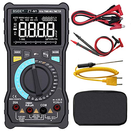 BSIDE Digital Multimeter 3-Line Display True RMS Auto-Ranging Voltmeter Temperature Capacitance AC/DC Voltage Current Tester