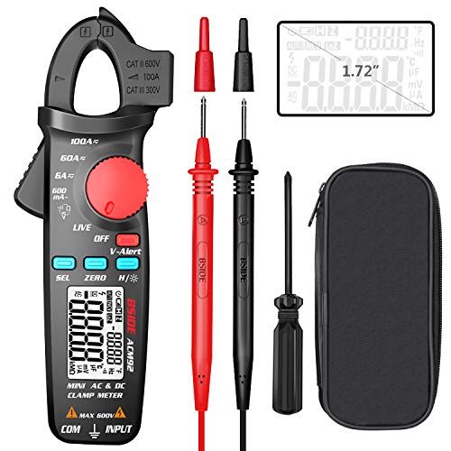 BSIDE ACM92 DC Current Clamp Meter 6000 Counts Digital Ammeter Amp Voltage Frequency Resistance Live Check V-Alert Tester