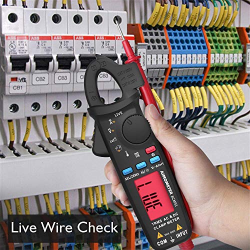 BSIDE DC Current Clamp Meter True RMS 6000 Counts Auto-Ranging Ammeter Volt Amp Hz Ohm Temp Cap Tester