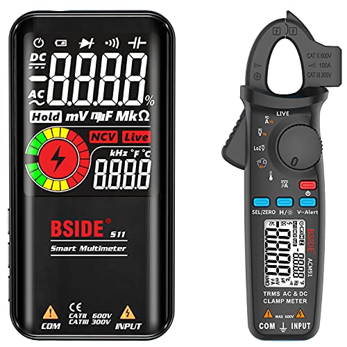 BSIDE Multimeter & ACM91 Clamp Meter Kit, Rechargeable Color LCD Digital Voltmeter and 1mA DC/AC Clamp Tester Combo Electrical Test Kit