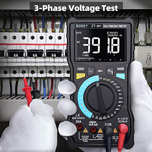 BSIDE Digital Multimeter 3-Line Display True RMS Auto-Ranging Voltmeter Temperature Capacitance AC/DC Voltage Current Tester