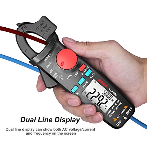 BSIDE DC Current Clamp Meter 6000 Counts Digital Ammeter Amp Voltage Frequency Resistance Live Check V-Alert Tester