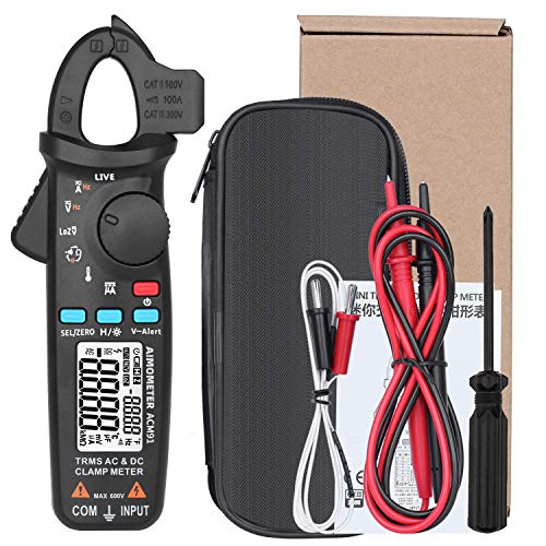 BSIDE DC Current Clamp Meter True RMS 6000 Counts Auto-Ranging Ammeter Volt Amp Hz Ohm Temp Cap Tester