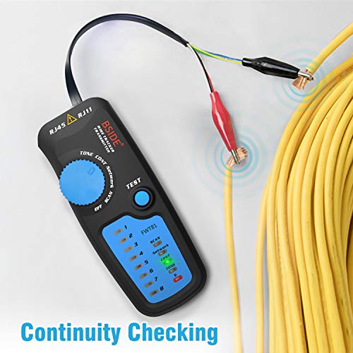 Bside Wire Tracker RJ45 RJ11 Network Cable Tester Telephone Line Tester LAN TV Line Finder Toner Network Cable Collation Continuity Checker with Flashlight