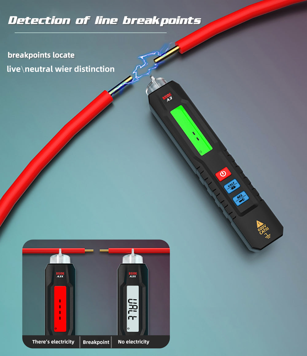 BSIDE A3 Mini Non-Contact Voltage Tester Digital AC/DC Voltage Detectors True RMS Smart Multimeter Capacitance Temp Ohm Diode Hz