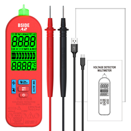 BSIDE A2 Mini Multimeter LCD Digital Tester Voltage Detector DC/AC Voltage Frequency Resistance NCV Continuity Live