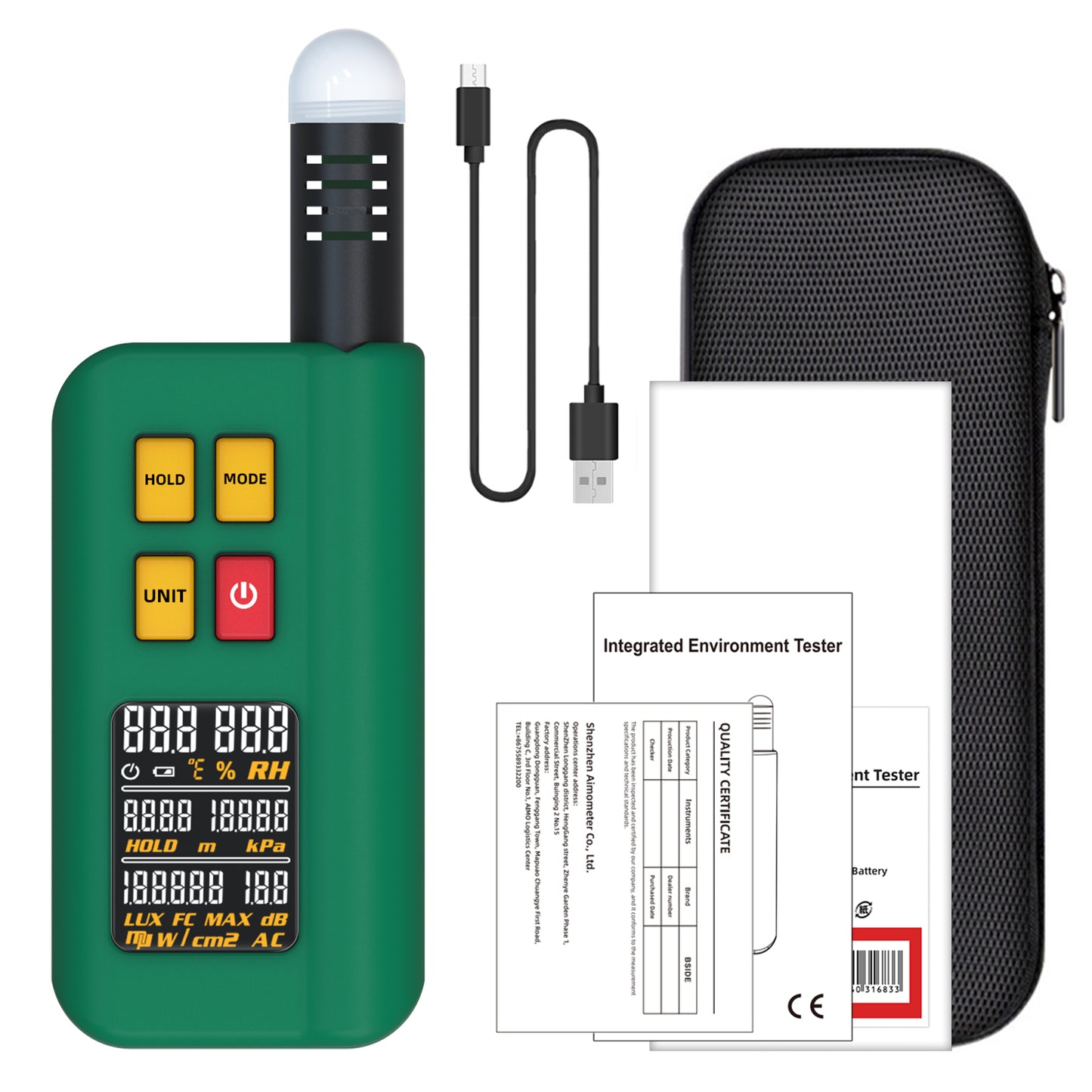 BSIDE Integrated Environment Detector Lux Noise Meter Hygrometer Thermometer Barometric Pressure Value Altitude Test