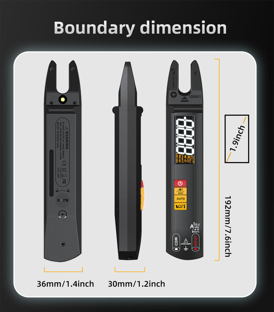 BSIDE U1 Open Jaw Digital Multimeter DC AC Current Clamp Meter 6000 Counts, Mini and Rechargeable, Measures Voltage Current Ohm Continuity Automatically, Capacitance Diode Duty Cycle Hz NCV Tester