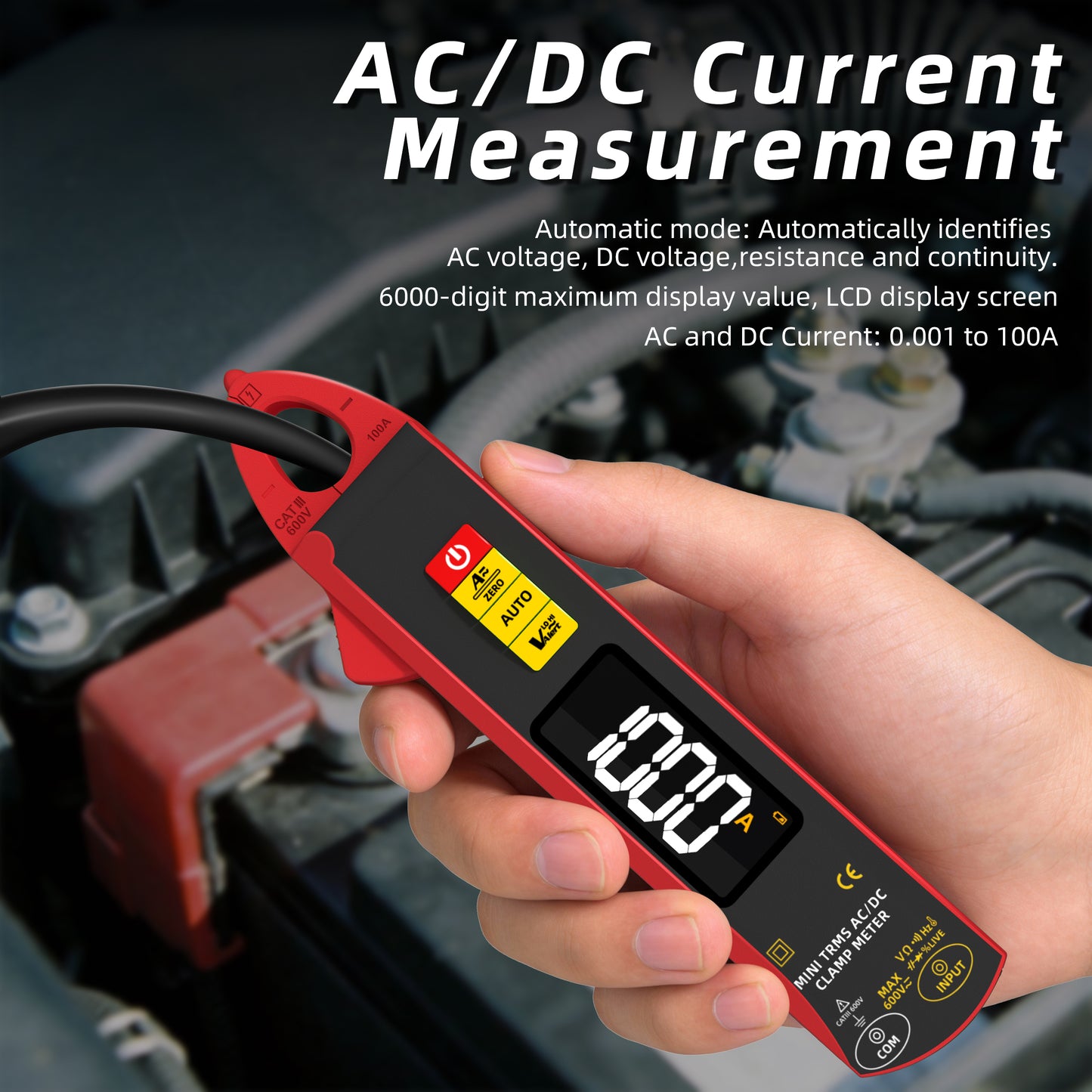 BSIDE UX1 Mini Clamp Meter AC&DC 0.1mA-100A Current tester High-Precision Digital Multimeter with NCV, CAT III 600V for electrician