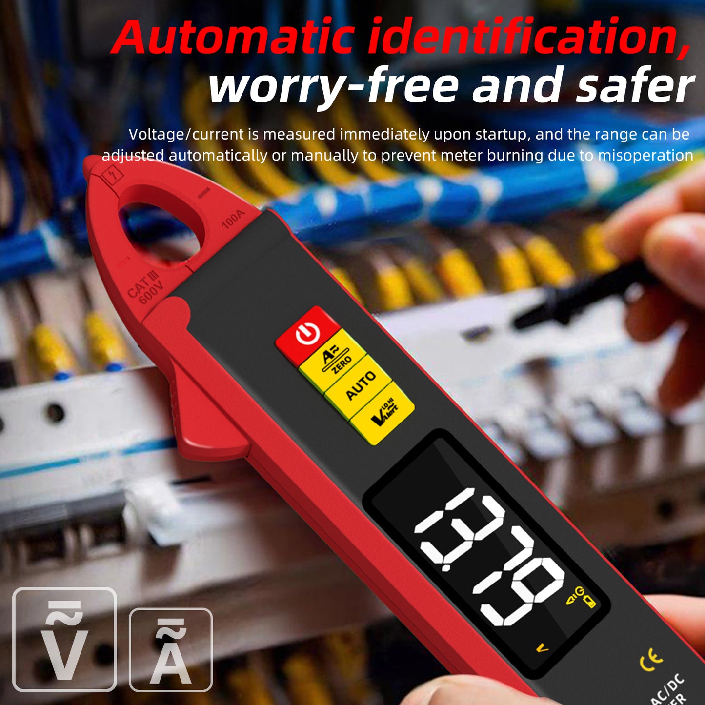 BSIDE UX1 Mini Clamp Meter AC&DC 0.1mA-100A Current tester High-Precision Digital Multimeter with NCV, CAT III 600V for electrician