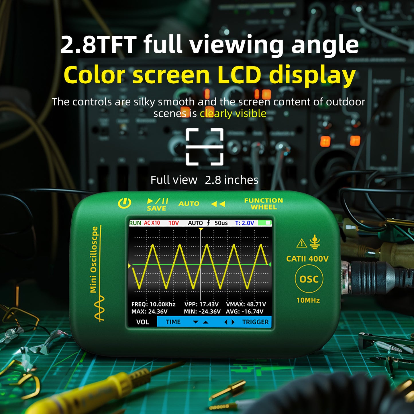 BSIDE OT2 Handheld Digital AUTO Oscilloscope 10Mhz Sampling Rate 1.5KSa/S Analog Bandwidth for Electronic Repair Tools