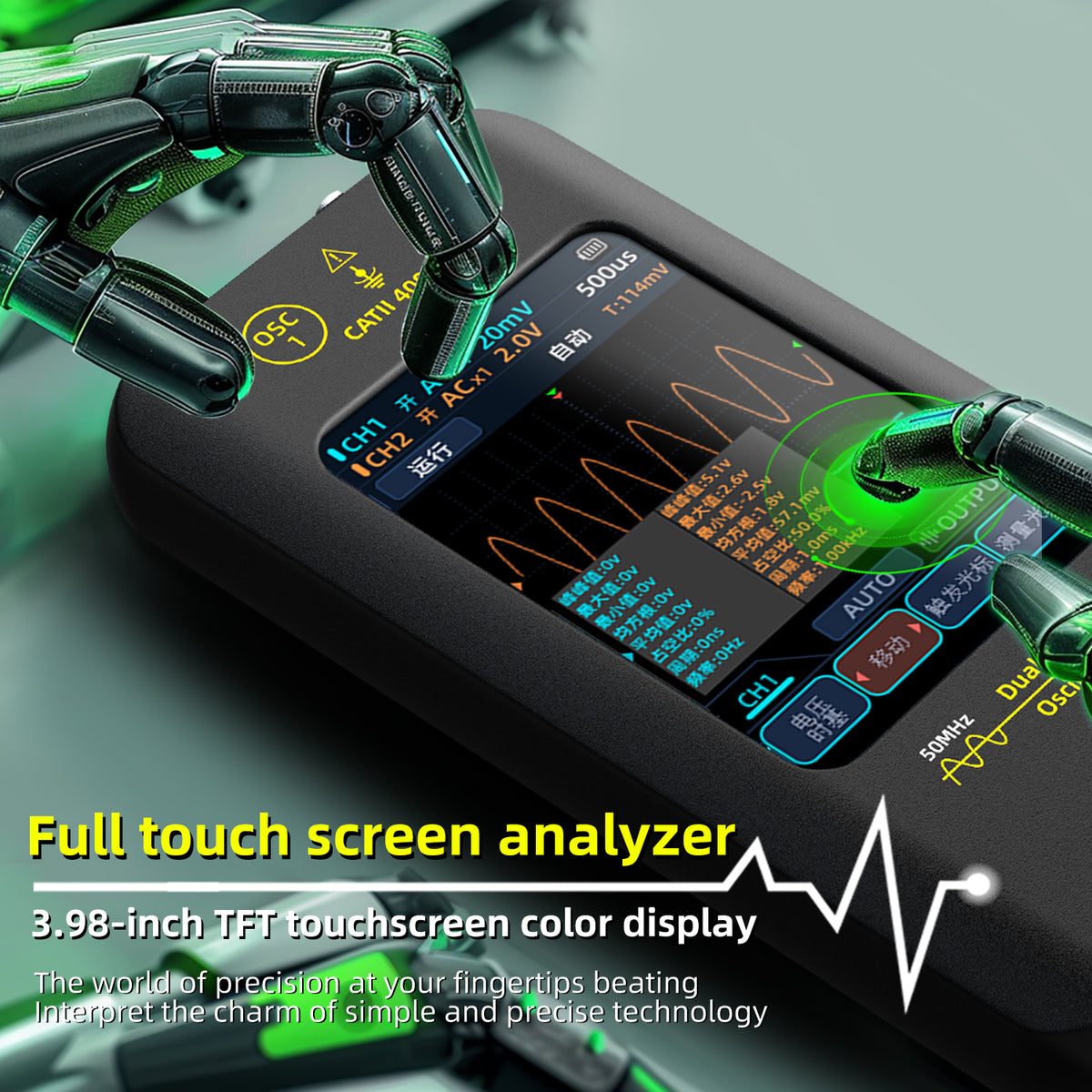 BSIDE O2X Handheld Touch Screen Oscilloscope (50MHz, 2 Channels)