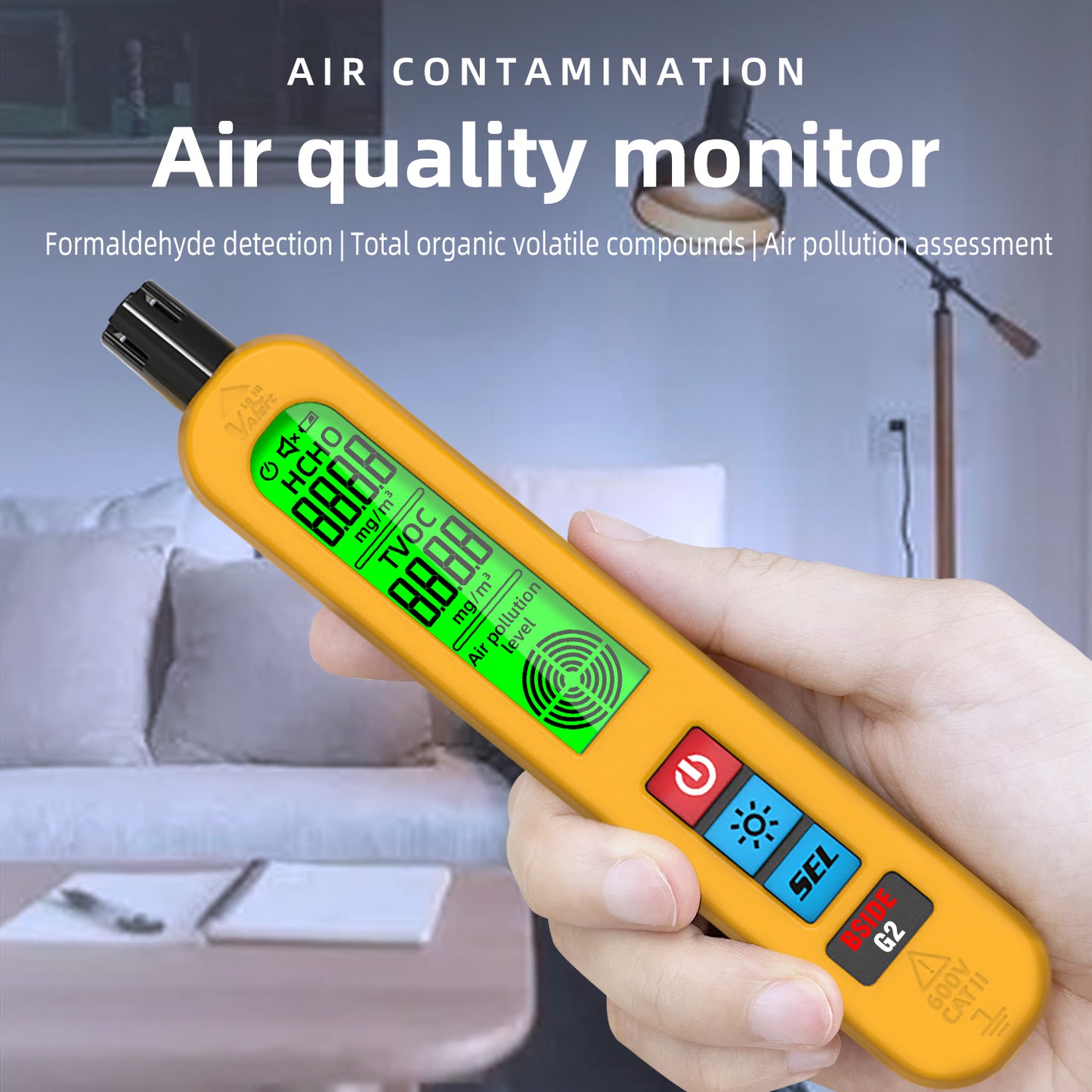 BSIDE G2 Air Quality Detector Auto Alarm Formaldehyde HCHO TVOC Portable LCD Display Home Office Detection Rechargeable