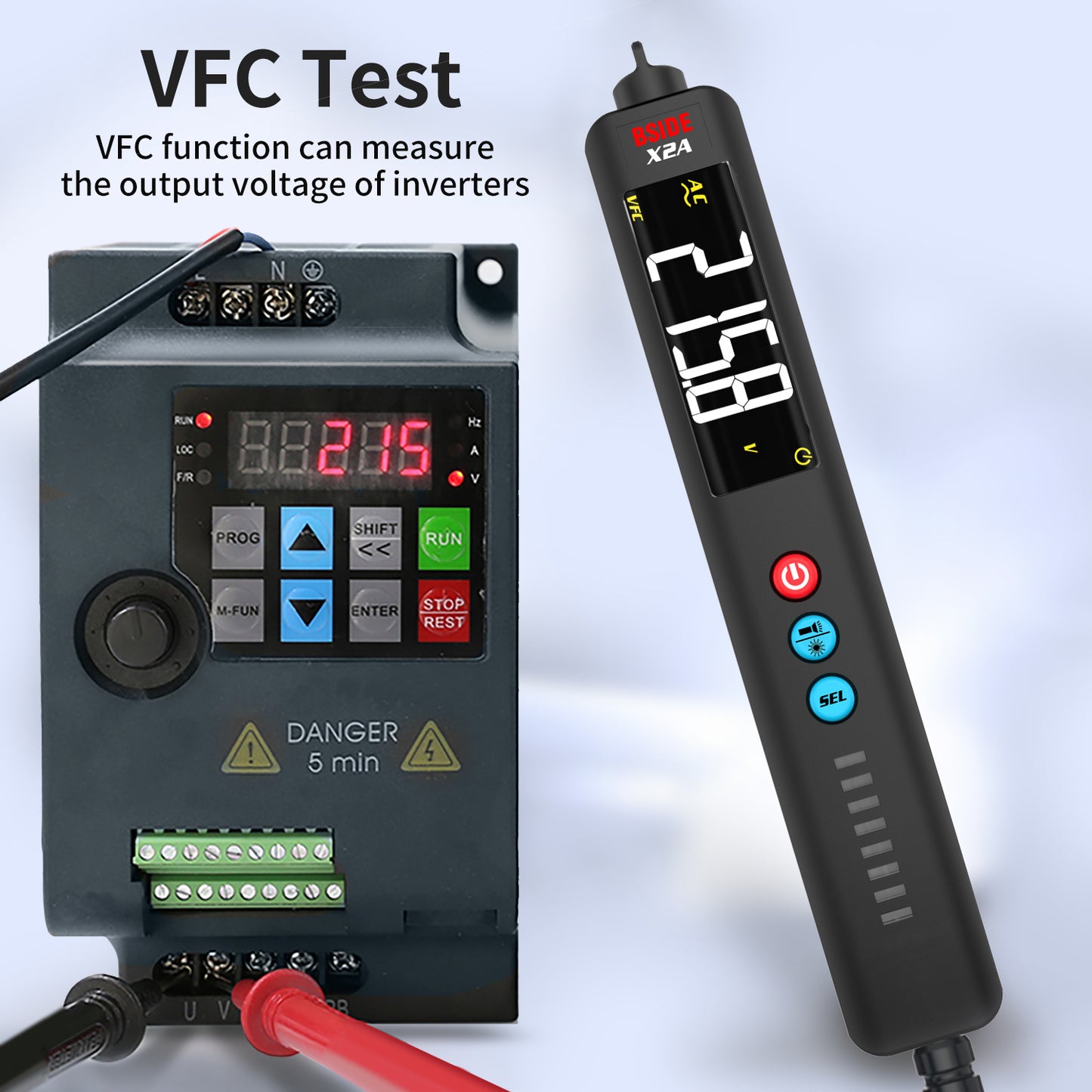 BSIDE Voltage Tester EBTN LCD Non-Contact Voltage Detector Pen with Integrated Cross Line Laser, Measure Capacitance VFC Diode Resistance Hz, V-Alert Live Check Electric Sensor