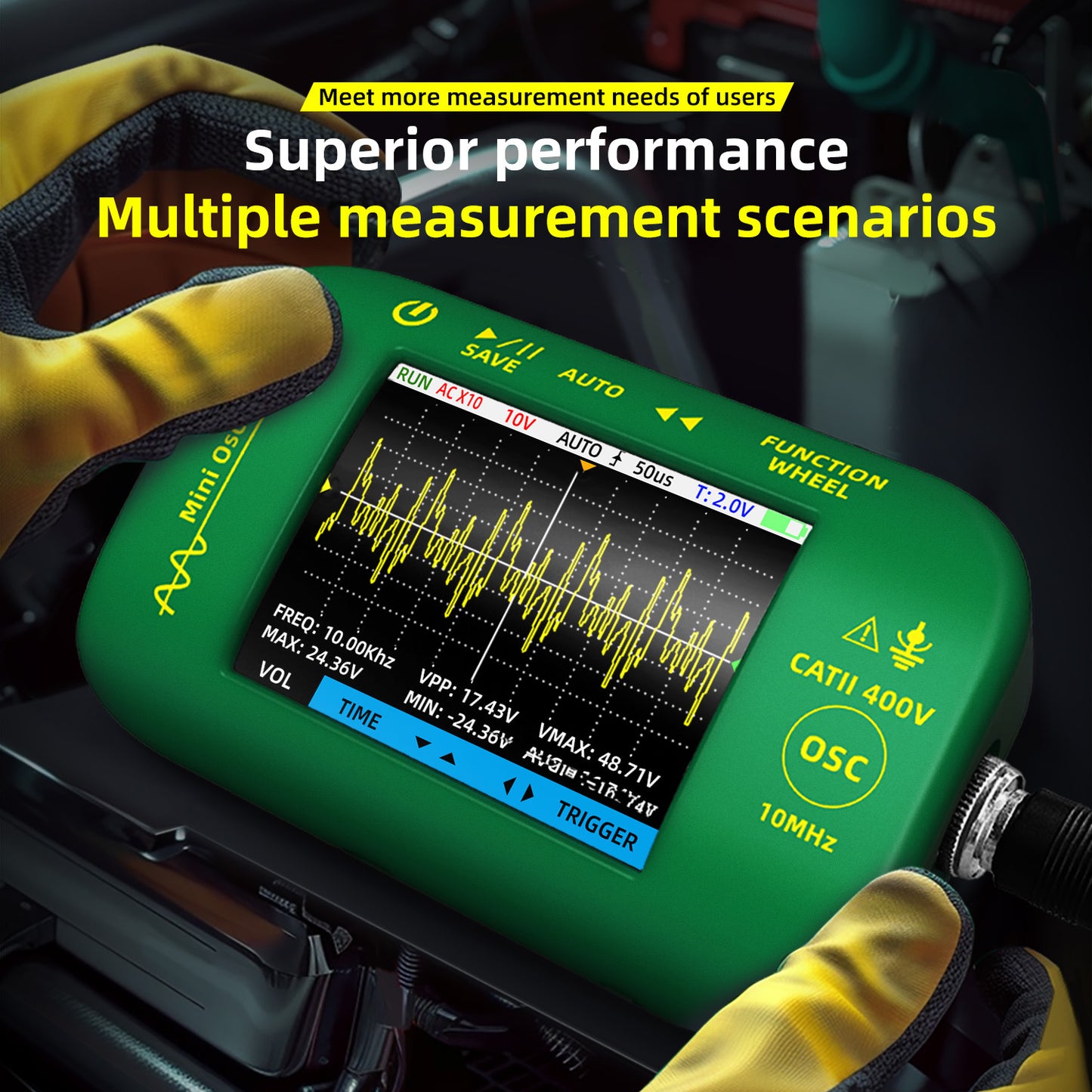 BSIDE OT2 Handheld Digital AUTO Oscilloscope 10Mhz Sampling Rate 1.5KSa/S Analog Bandwidth for Electronic Repair Tools