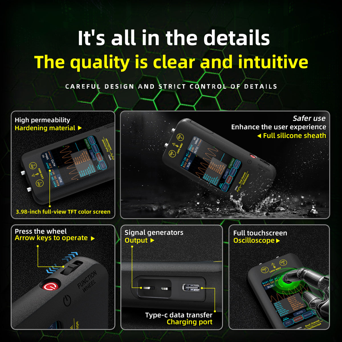 BSIDE O2X Handheld Touch Screen Oscilloscope (50MHz, 2 Channels)