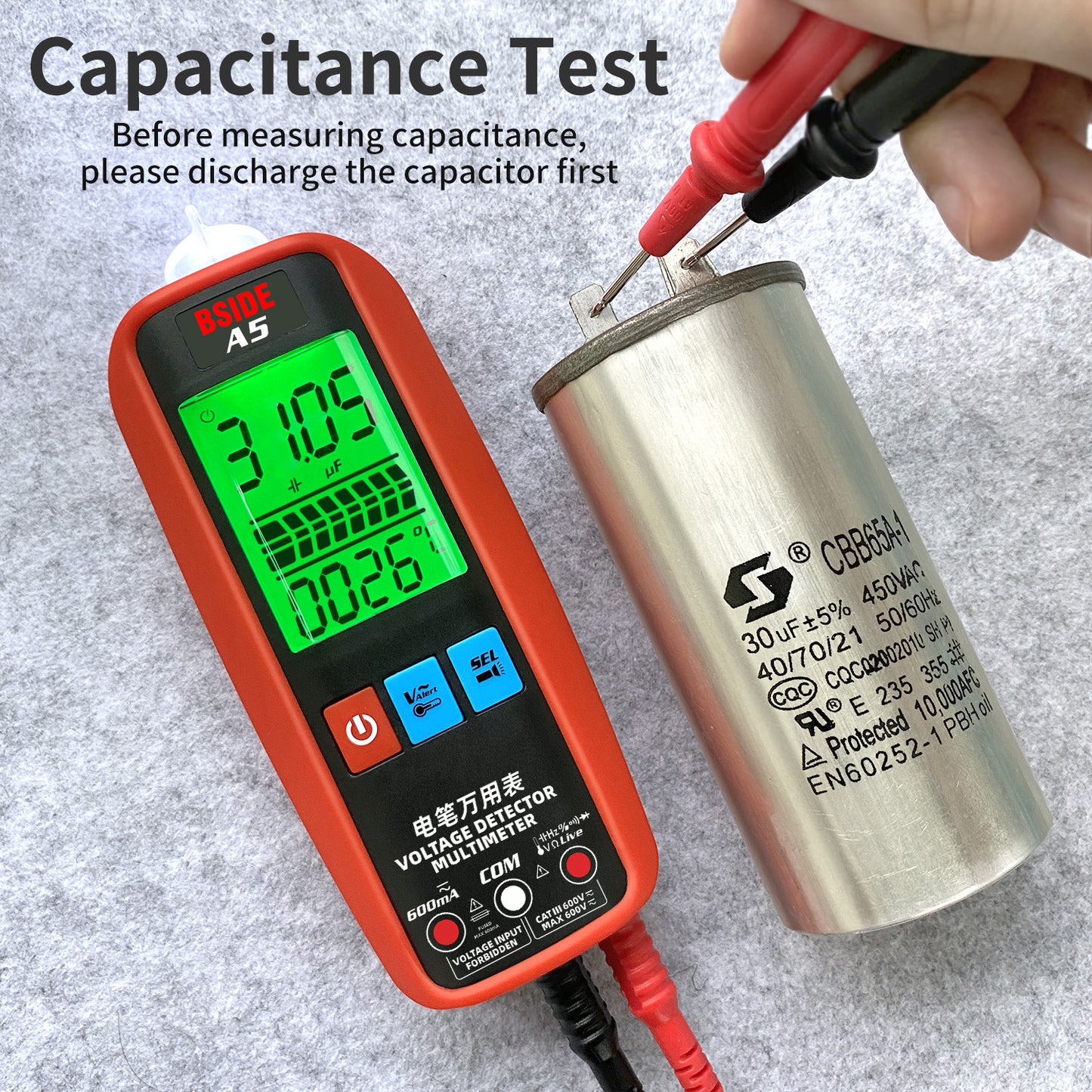 BSIDE Professional Digital Multimeter Smart Automatic Multitester Ammeter VFC Current Hz Capacitor Ohm Electrician Tester Tools