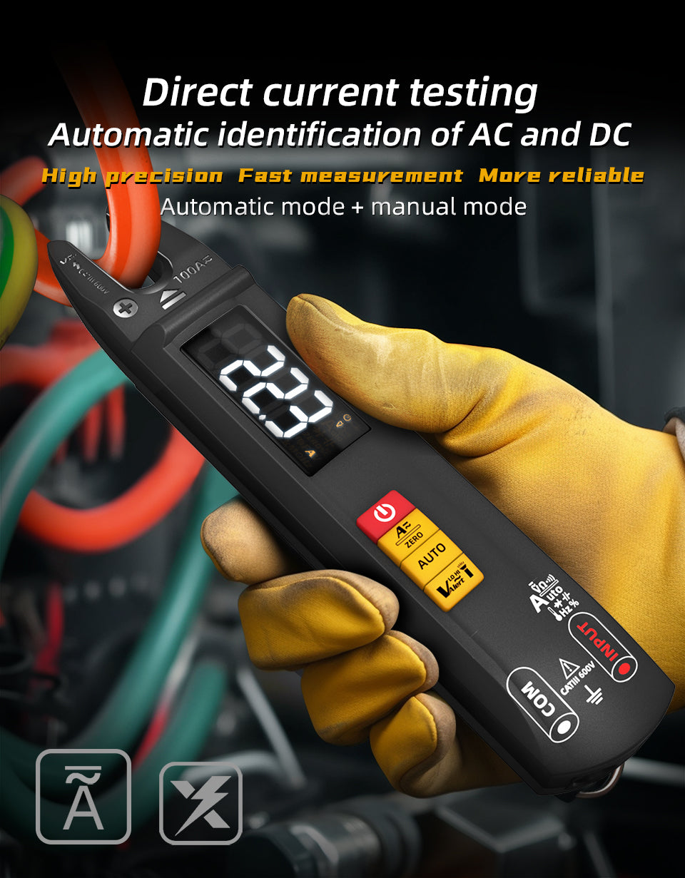 BSIDE U1 Open Jaw Digital Multimeter DC AC Current Clamp Meter 6000 Counts, Mini and Rechargeable, Measures Voltage Current Ohm Continuity Automatically, Capacitance Diode Duty Cycle Hz NCV Tester