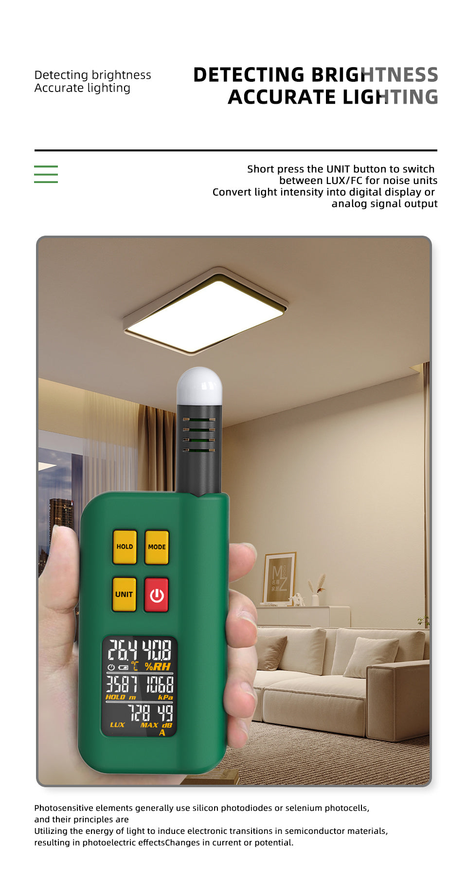 BSIDE Integrated Environment Detector Lux Noise Meter Hygrometer Thermometer Barometric Pressure Value Altitude Test