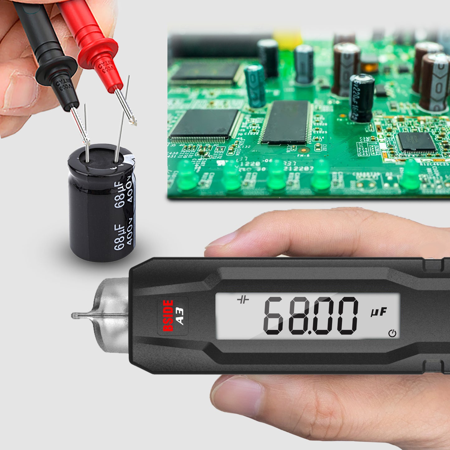 BSIDE A3 Smart Digital Multimeter Pen Type Multitester True RMS Voltmeter DC AC Voltage Capacitance Ohm Hz Diode NCV Live Tester