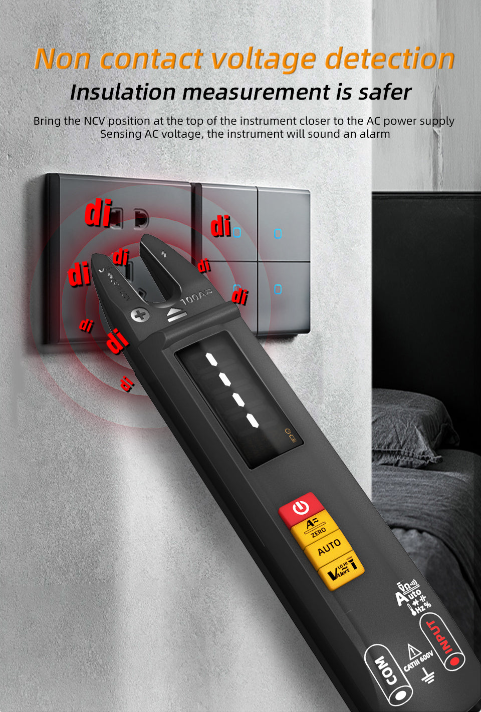 BSIDE U1 Open Jaw Digital Multimeter DC AC Current Clamp Meter 6000 Counts, Mini and Rechargeable, Measures Voltage Current Ohm Continuity Automatically, Capacitance Diode Duty Cycle Hz NCV Tester