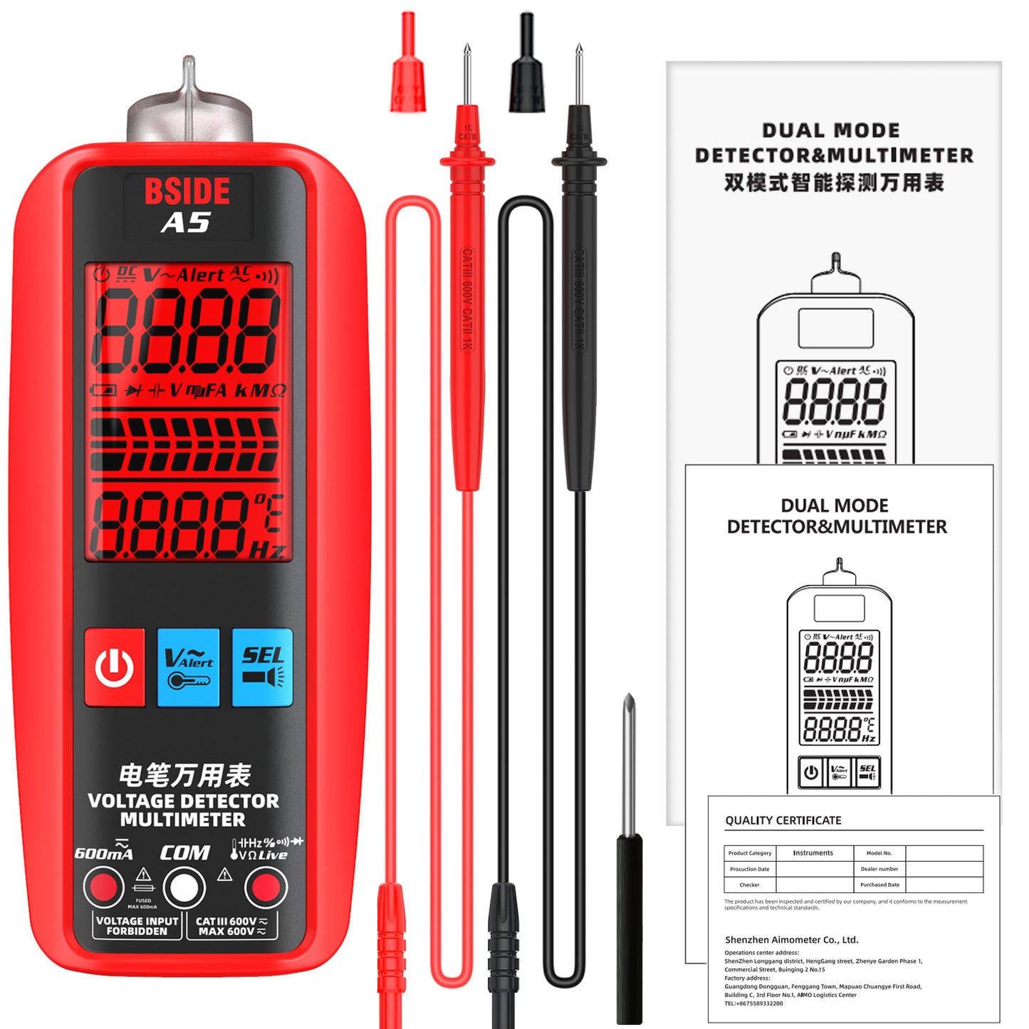 BSIDE Professional Digital Multimeter Smart Automatic Multitester Ammeter VFC Current Hz Capacitor Ohm Electrician Tester Tools