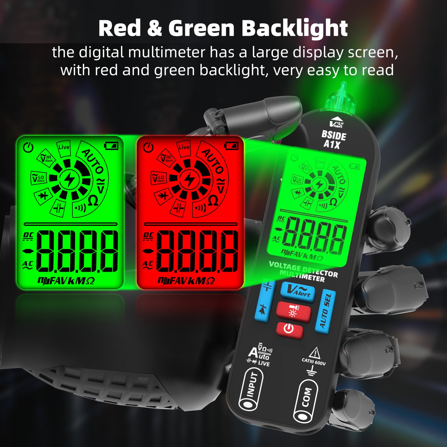 BSIDE A1X Digital Multimeter Tester Rechargeable Electrical Voltmeter,
