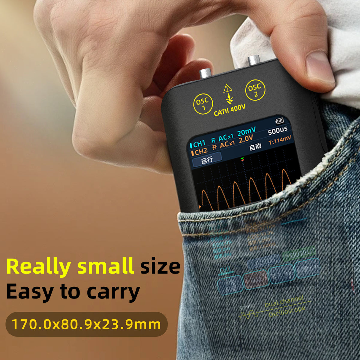 BSIDE O2X Handheld Touch Screen Oscilloscope (50MHz, 2 Channels)