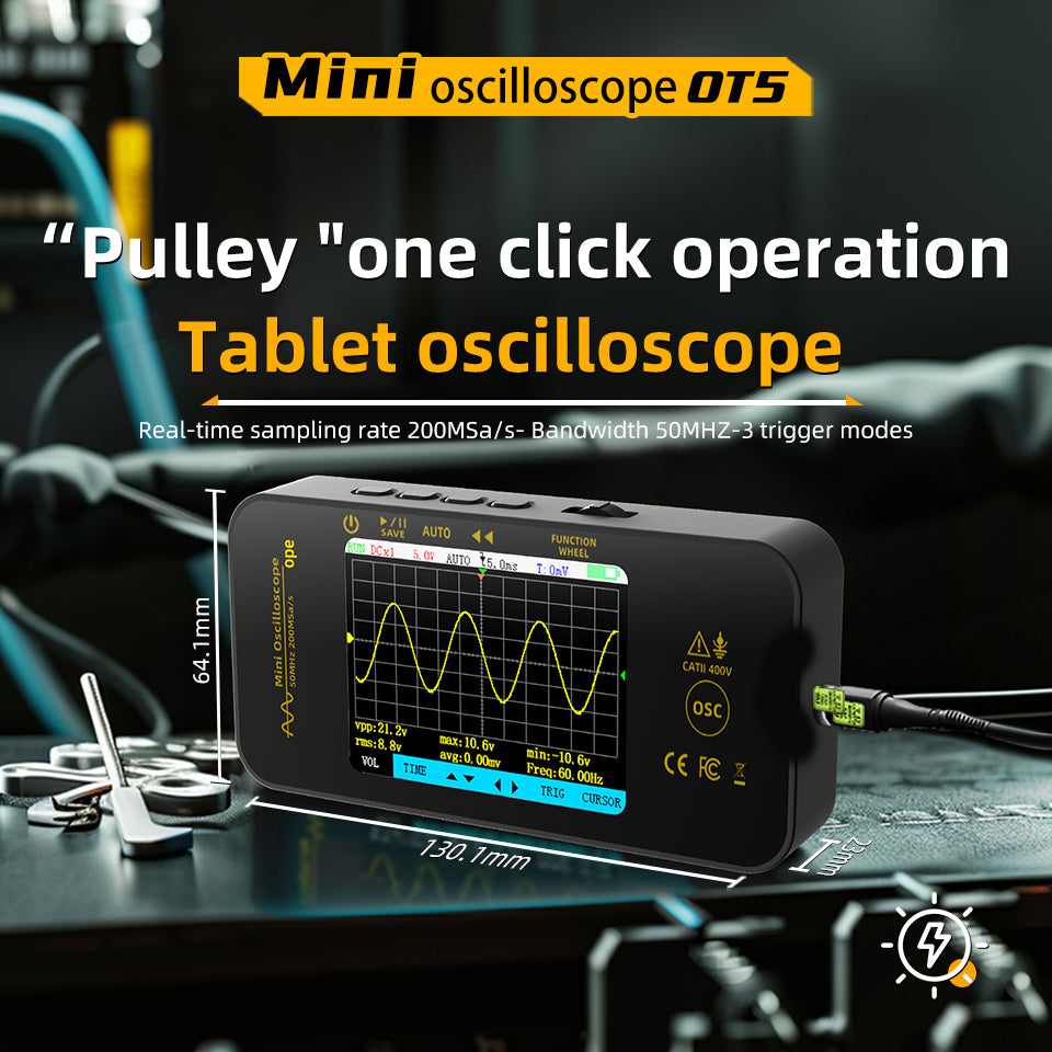 BSIDE OT5 Handheld Oscilloscope - 2.8" TFT Digital Oscilloscope Kit 50MHz Bandwidth 200MS/s High Sampling Rate Portabable