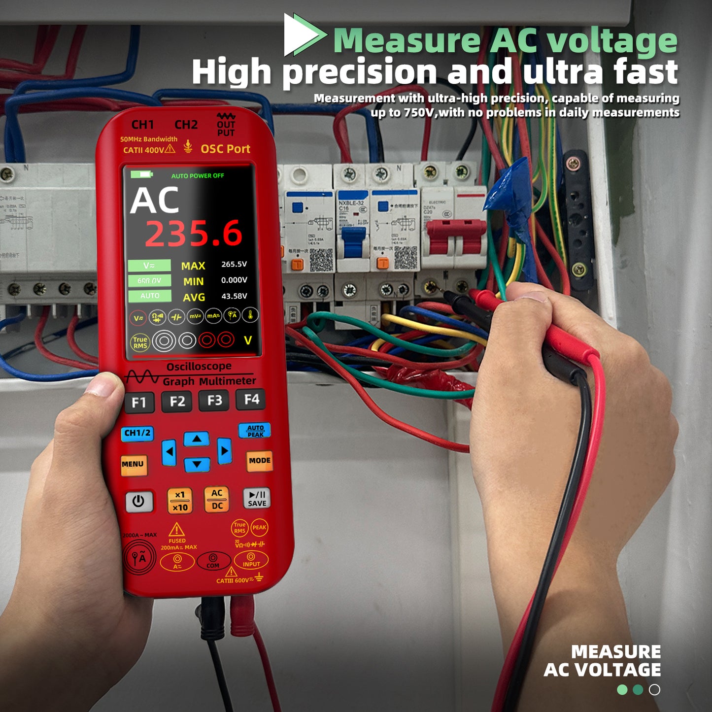 BSIDE O9 NEW Handheld Oscilloscope Digital Multimeter+Function Signal Generator 4-IN-1 Dual Channel 50MHZ*2 250MS/s Graphic Meter